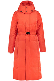 BLUSÃO COM CAPUZ DESIGUAL MULHER VERMELHO