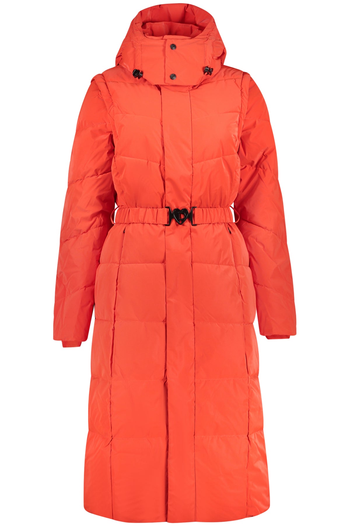 BLUSÃO COM CAPUZ DESIGUAL MULHER VERMELHO