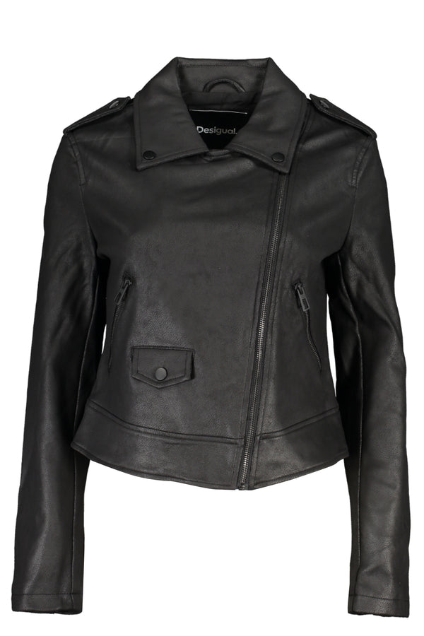 JAQUETA DESPORTIVA FEMININA PRETA DESIGUAL