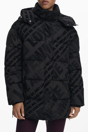 BLUSÃO COM CAPUZ DESIGUAL MULHER PRETO
