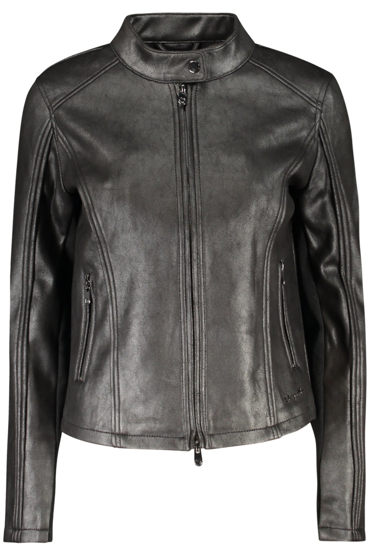 BLUSÃO COM FECHO DESIGUAL MULHER PRETO