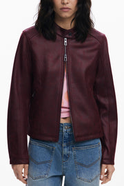 BLUSÃO COM FECHO DESIGUAL MULHER VERMELHO