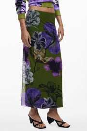 SAIA COM LOGÓTIPO DESIGUAL MULHER VERDE