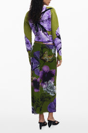 SAIA COM LOGÓTIPO DESIGUAL MULHER VERDE