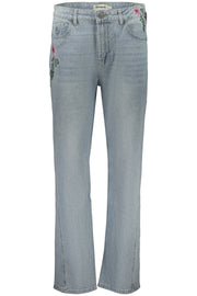 JEANS EM ALGODÃO DESIGUAL MULHER AZUL CLARO