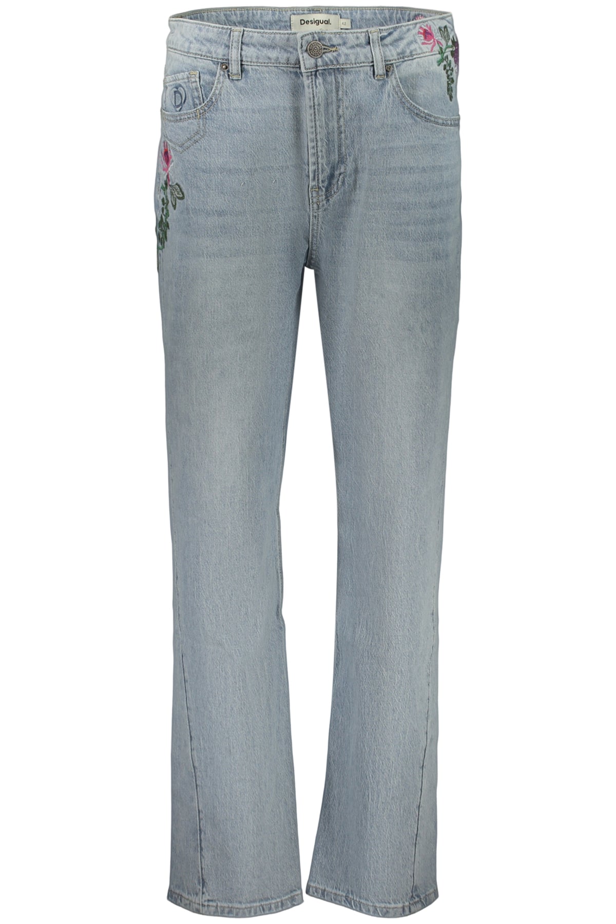 JEANS EM ALGODÃO DESIGUAL MULHER AZUL CLARO