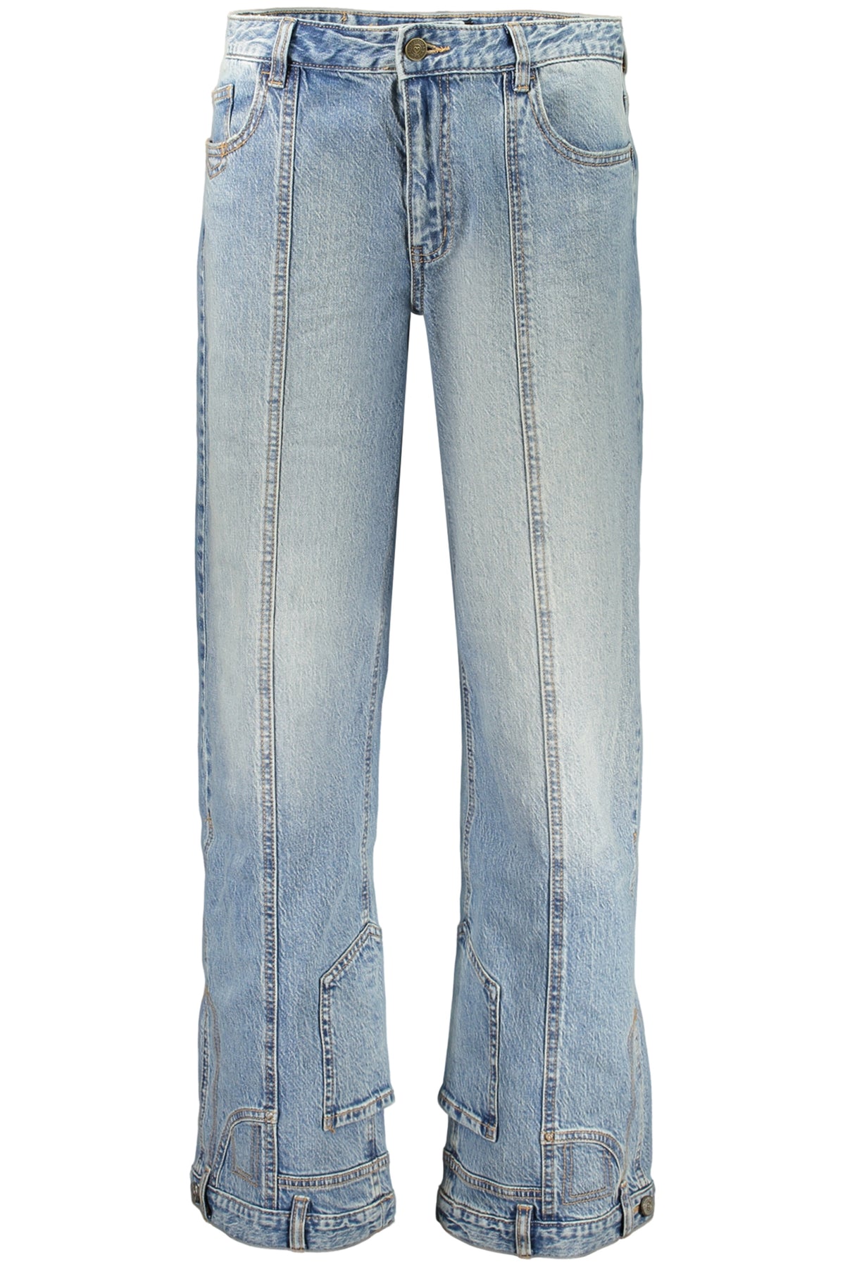 JEANS EM ALGODÃO DESIGUAL MULHER AZUL CLARO