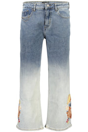 JEANS EM ALGODÃO DESIGUAL MULHER AZUL CLARO