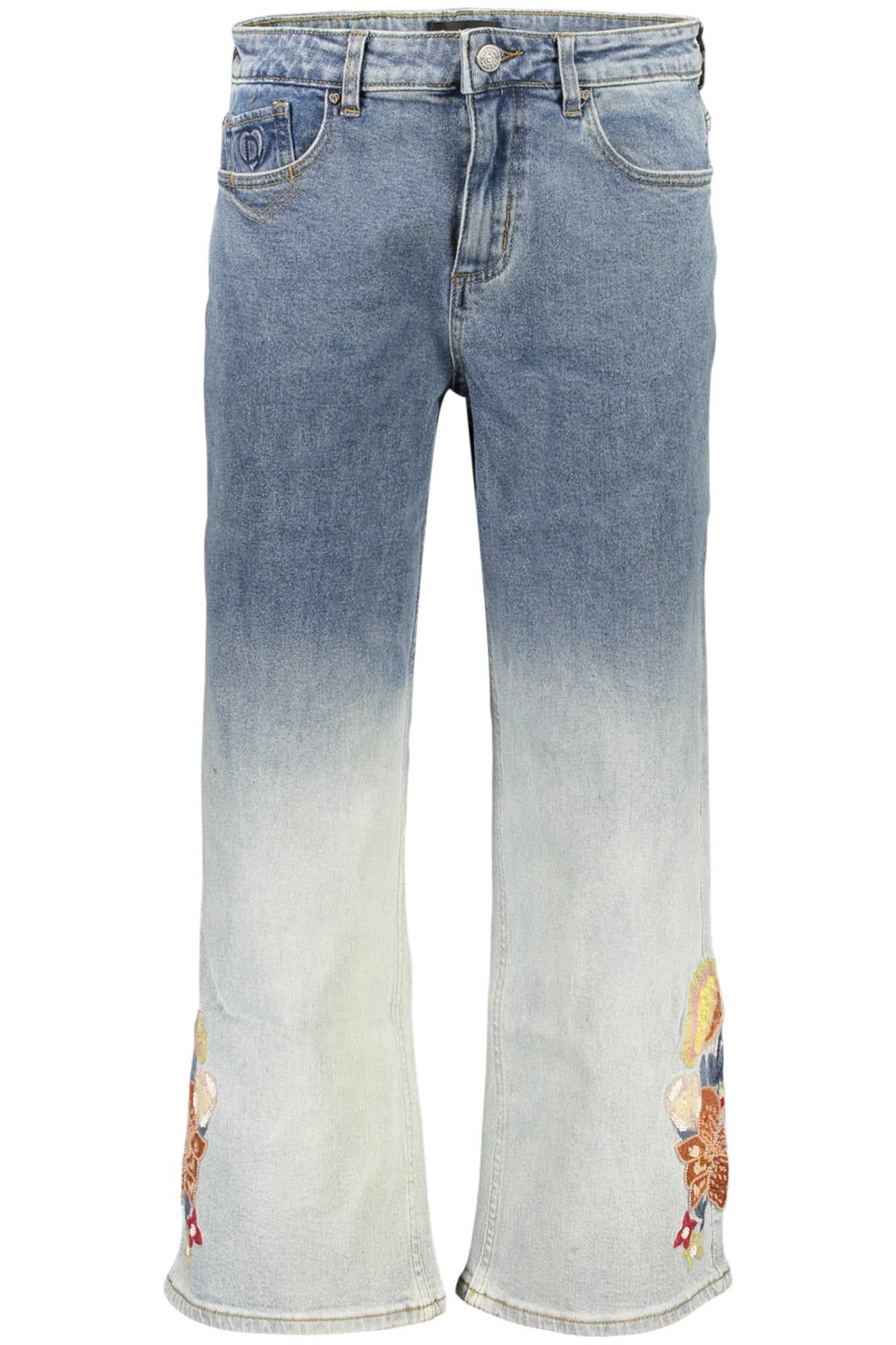 JEANS EM ALGODÃO DESIGUAL MULHER AZUL CLARO