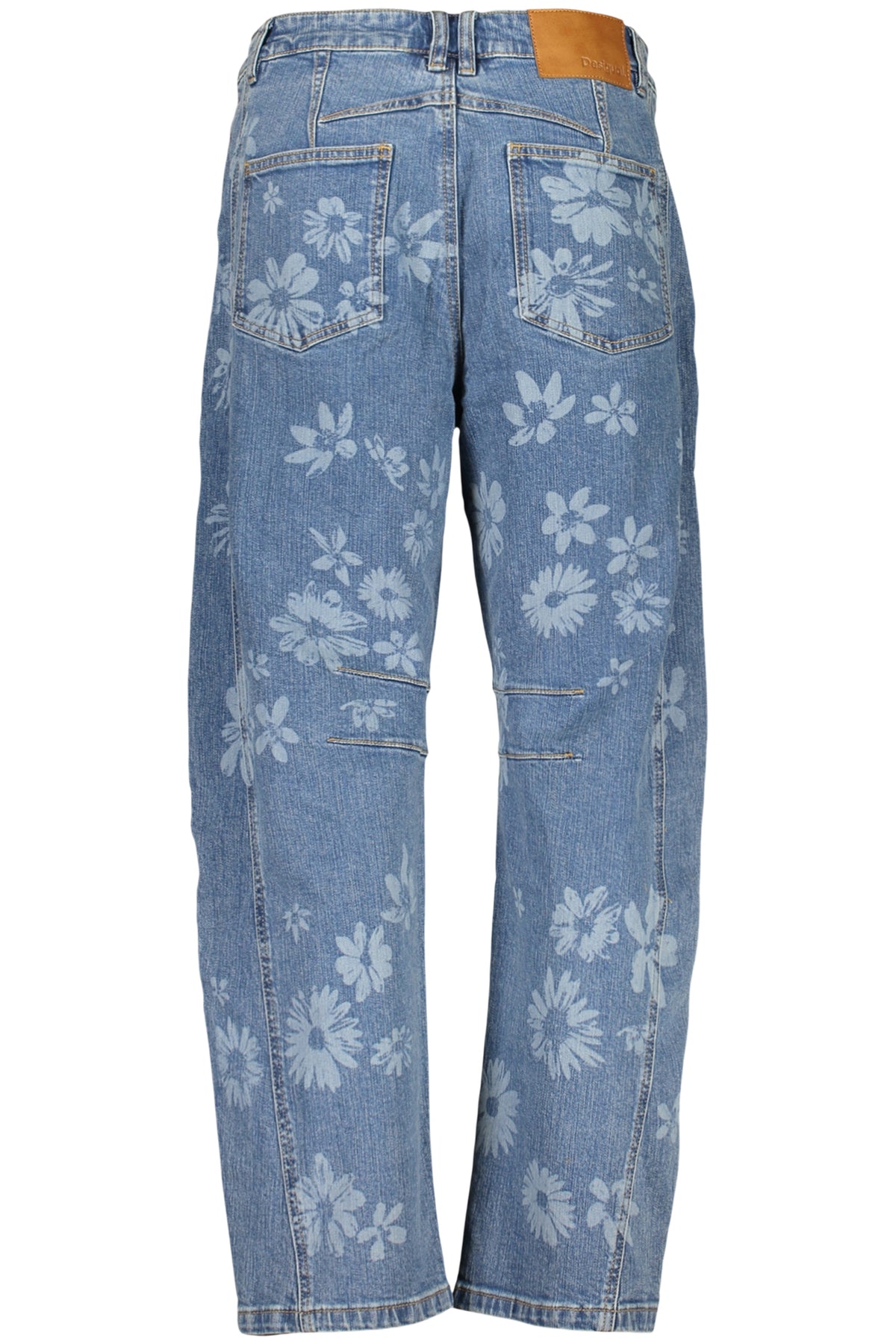 JEANS EM ALGODÃO DESIGUAL MULHER AZUL CLARO