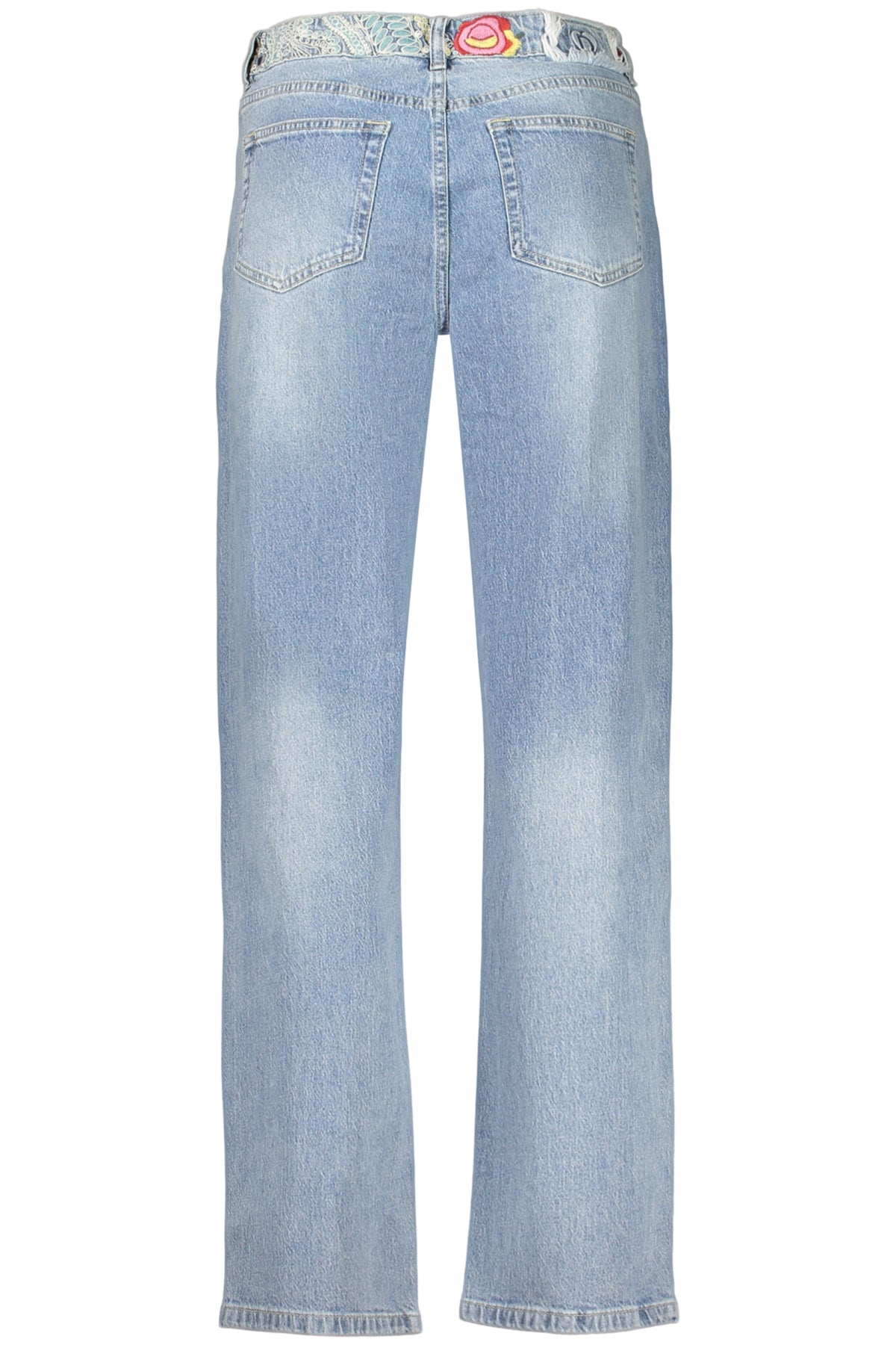JEANS EM ALGODÃO DESIGUAL MULHER AZUL CLARO