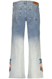 JEANS EM ALGODÃO DESIGUAL MULHER AZUL CLARO
