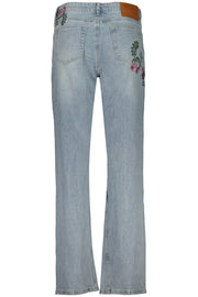 JEANS EM ALGODÃO DESIGUAL MULHER AZUL CLARO