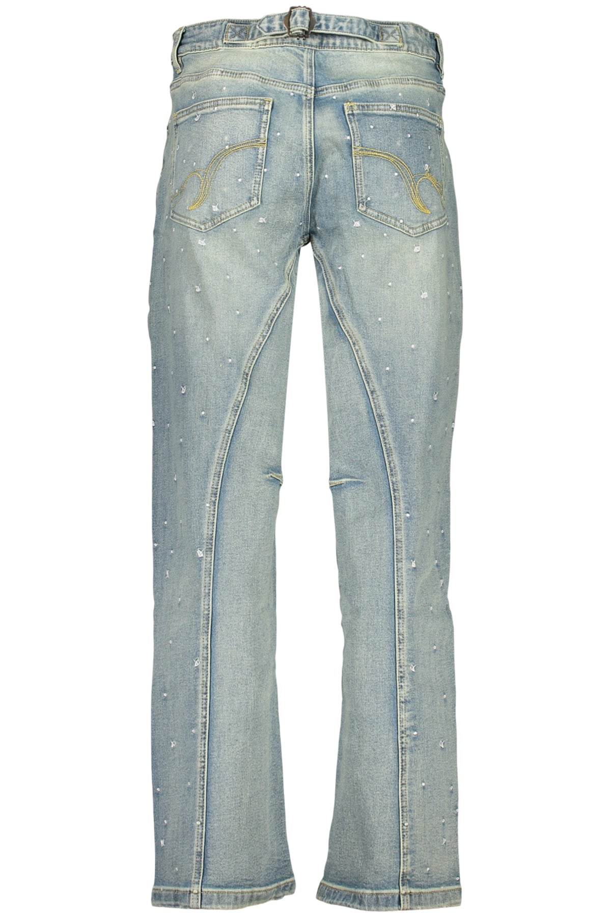 JEANS EM ALGODÃO DESIGUAL MULHER AZUL CLARO