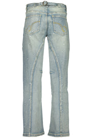 JEANS EM ALGODÃO DESIGUAL MULHER AZUL CLARO