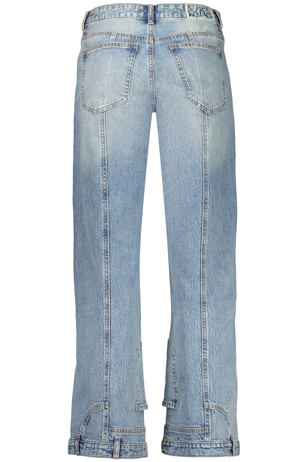 JEANS EM ALGODÃO DESIGUAL MULHER AZUL CLARO
