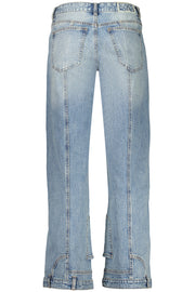 JEANS EM ALGODÃO DESIGUAL MULHER AZUL CLARO