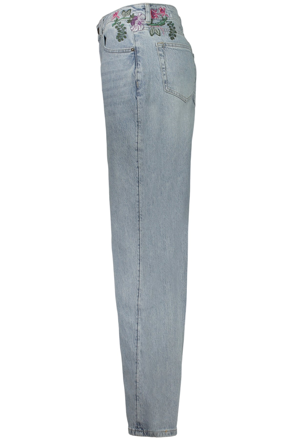 JEANS EM ALGODÃO DESIGUAL MULHER AZUL CLARO