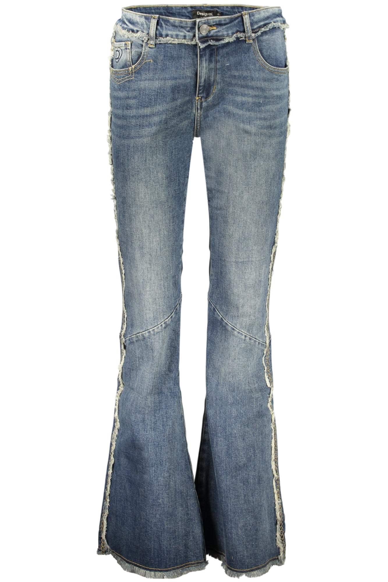 JEANS EM ALGODÃO DESIGUAL MULHER AZUIS