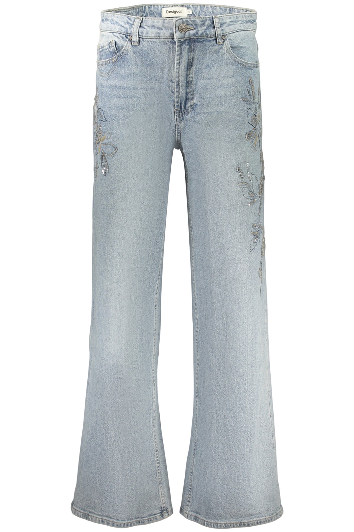 JEANS EM ALGODÃO DESIGUAL MULHER AZUIS