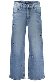 JEANS EM ALGODÃO DESIGUAL MULHER AZUIS