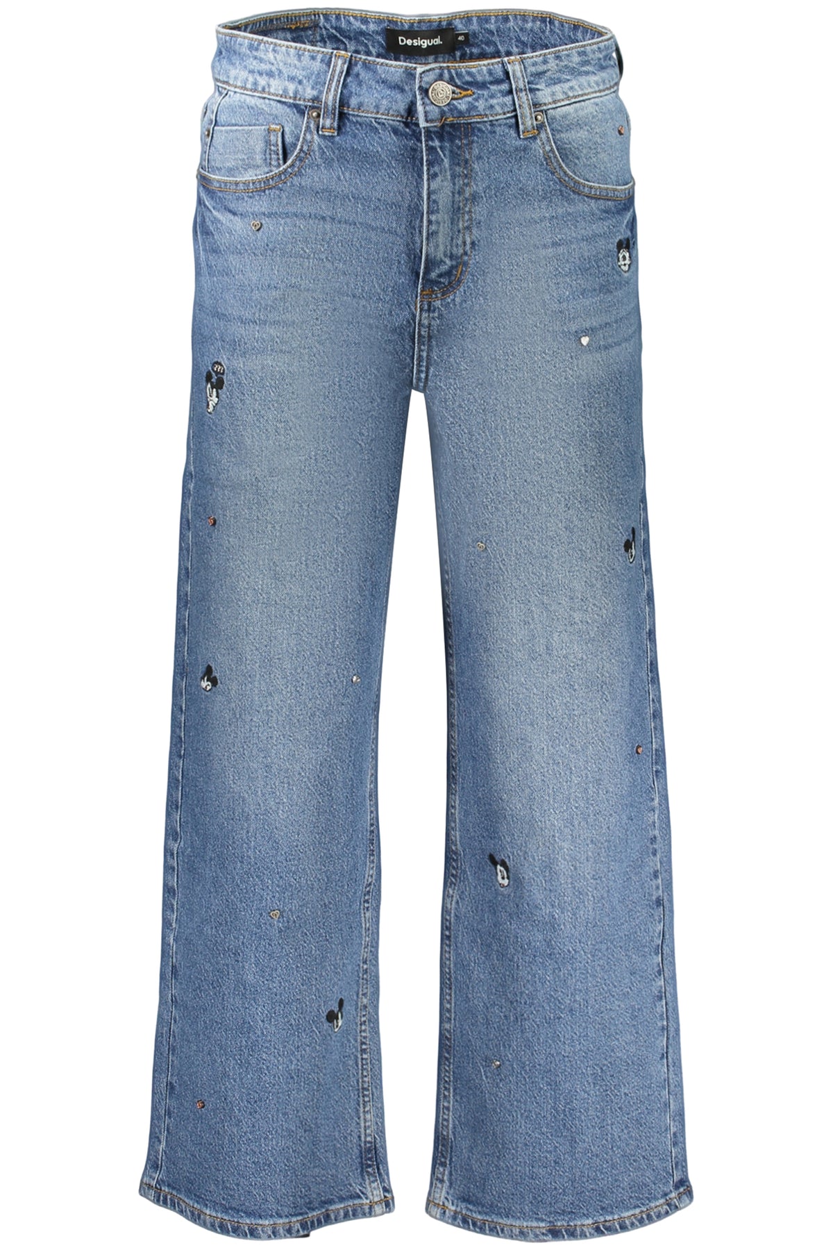 JEANS EM ALGODÃO DESIGUAL MULHER AZUIS