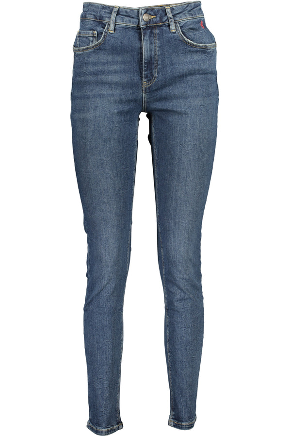 JEANS DENIM FEMININO DESIGUAL AZUL
