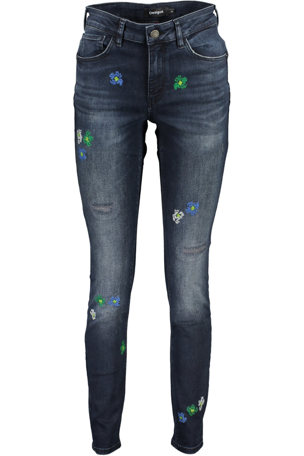 JEANS DENIM FEMININO DESIGUAL AZUL