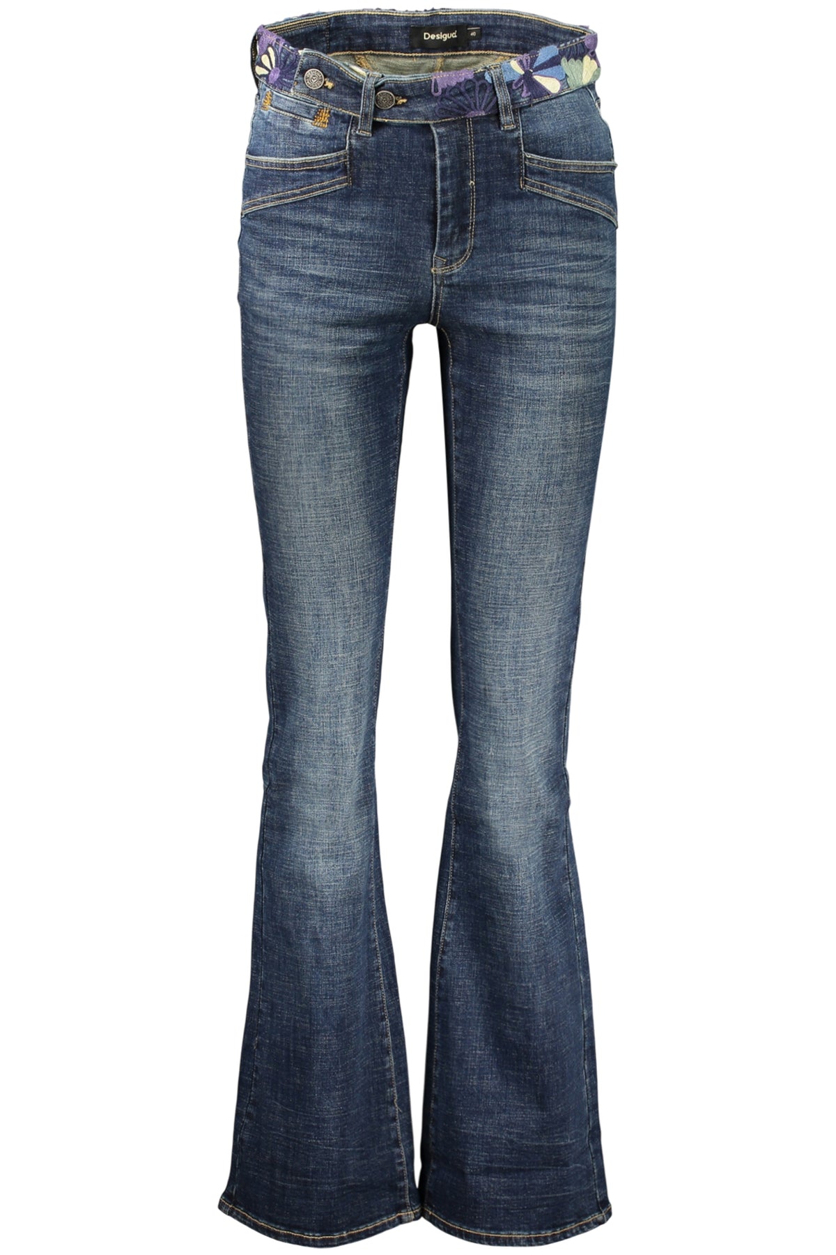 JEANS EM ALGODÃO DESIGUAL MULHER AZUIS