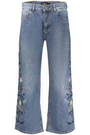 JEANS EM ALGODÃO DESIGUAL MULHER AZUIS