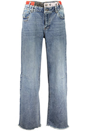 JEANS EM ALGODÃO DESIGUAL MULHER AZUIS