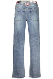 JEANS EM ALGODÃO DESIGUAL MULHER AZUIS