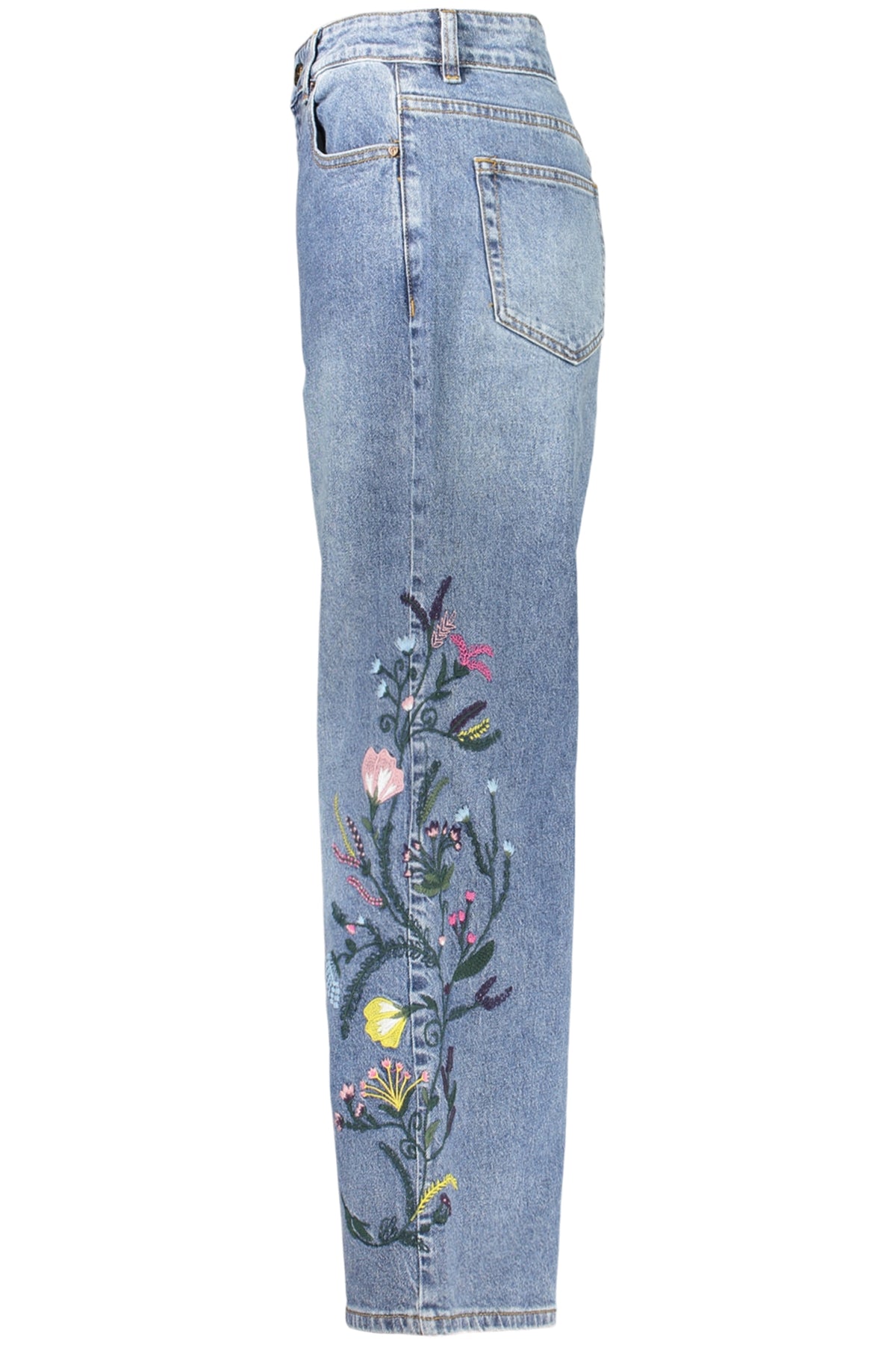 JEANS EM ALGODÃO DESIGUAL MULHER AZUIS