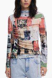 CAMISOLA COM LOGÓTIPO DESIGUAL MULHER ROSA