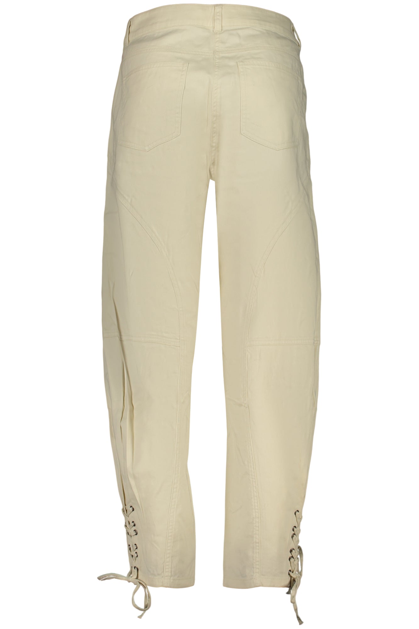 CALÇAS COM ATACADORES DESIGUAL MULHER BEGES
