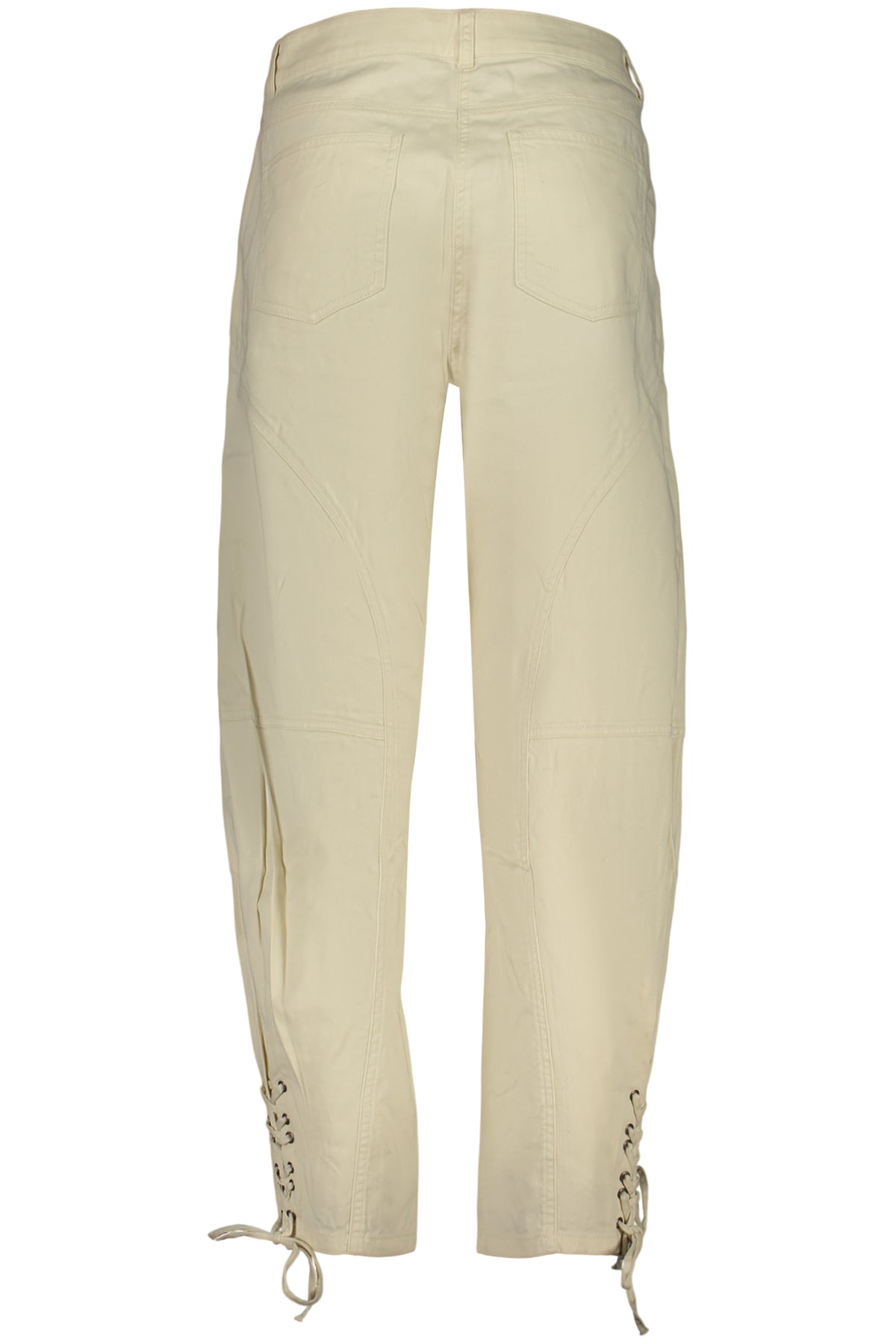 CALÇAS COM ATACADORES DESIGUAL MULHER BEGES
