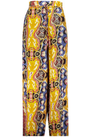 CALÇAS COM ATACADORES DESIGUAL MULHER AMARELAS