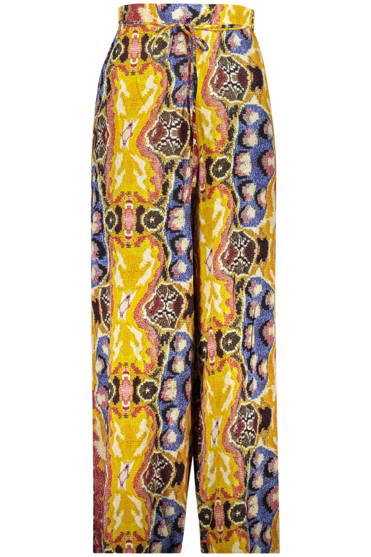 CALÇAS COM ATACADORES DESIGUAL MULHER AMARELAS