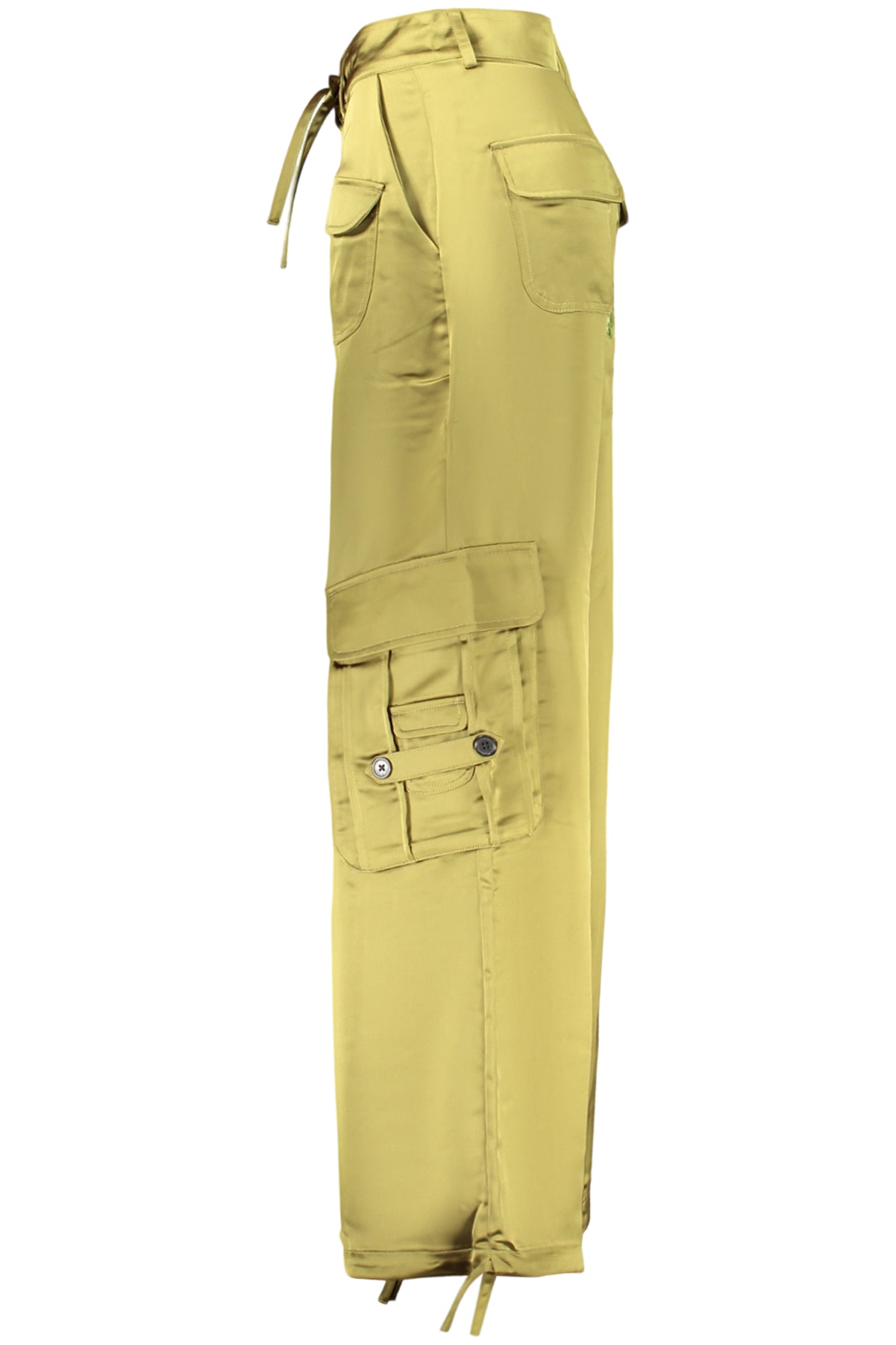 CALÇAS COM ATACADORES DESIGUAL MULHER VERDES