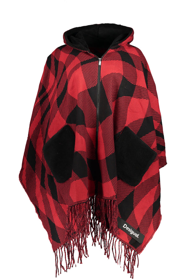 PONCHO DE MULHER VERMELHO DESIGUAL