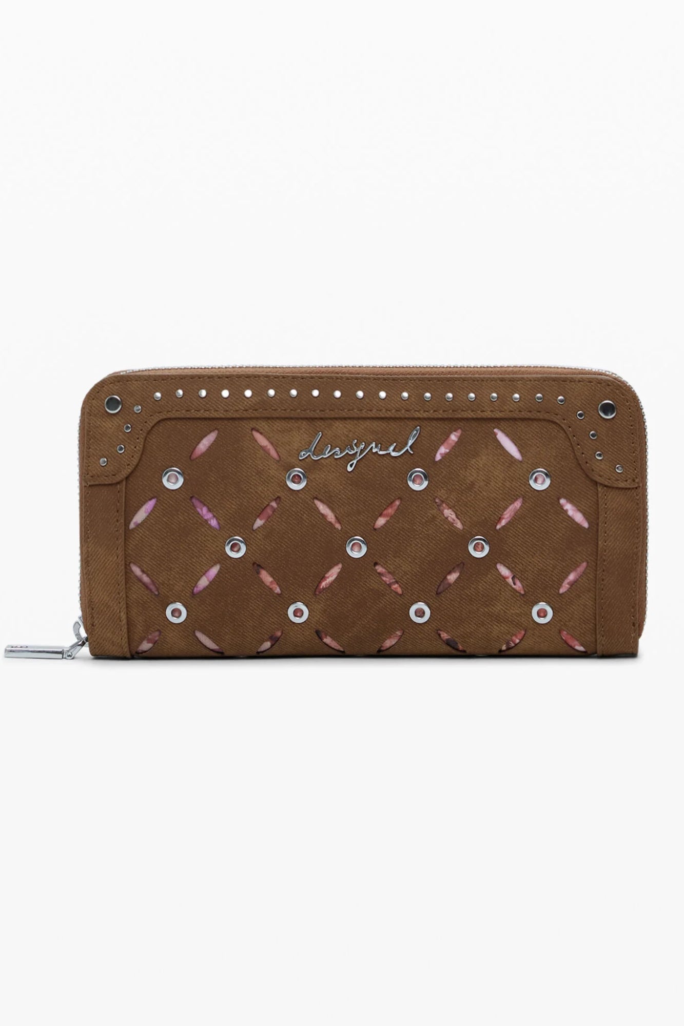 CARTEIRA COM FECHO DESIGUAL MULHER CASTANHA