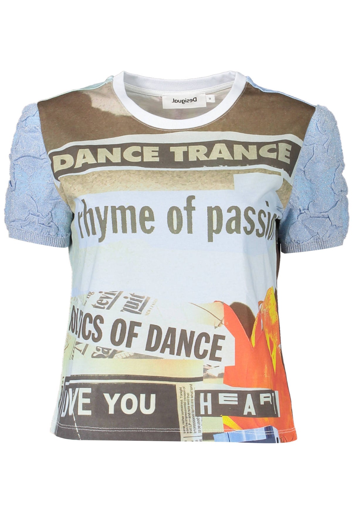 T-SHIRT EM ALGODÃO DESIGUAL MULHER AZUL CLARO
