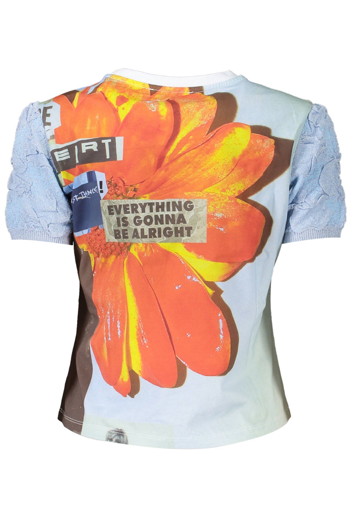 T-SHIRT EM ALGODÃO DESIGUAL MULHER AZUL CLARO