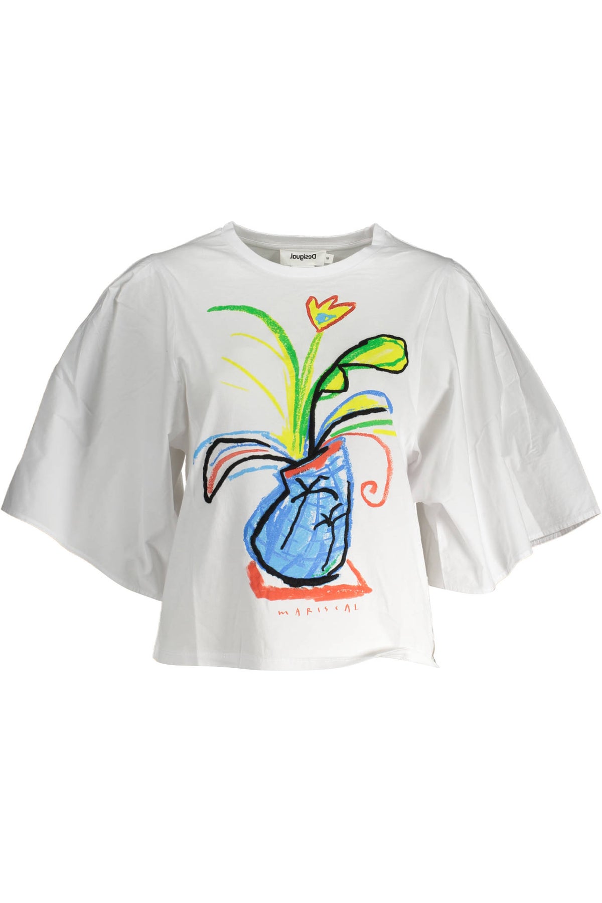 T-SHIRT EM ALGODÃO DESIGUAL MULHER BRANCA