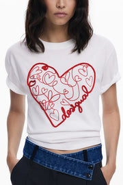 T-SHIRT EM ALGODÃO DESIGUAL MULHER BRANCA