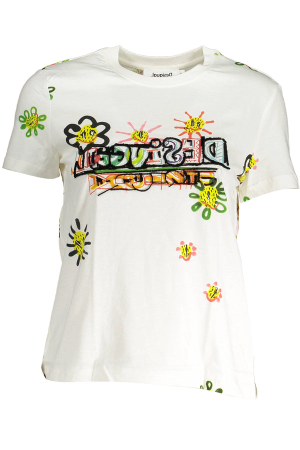 T-SHIRT DE MANGA CURTA FEMININA DESIGUAL BRANCA
