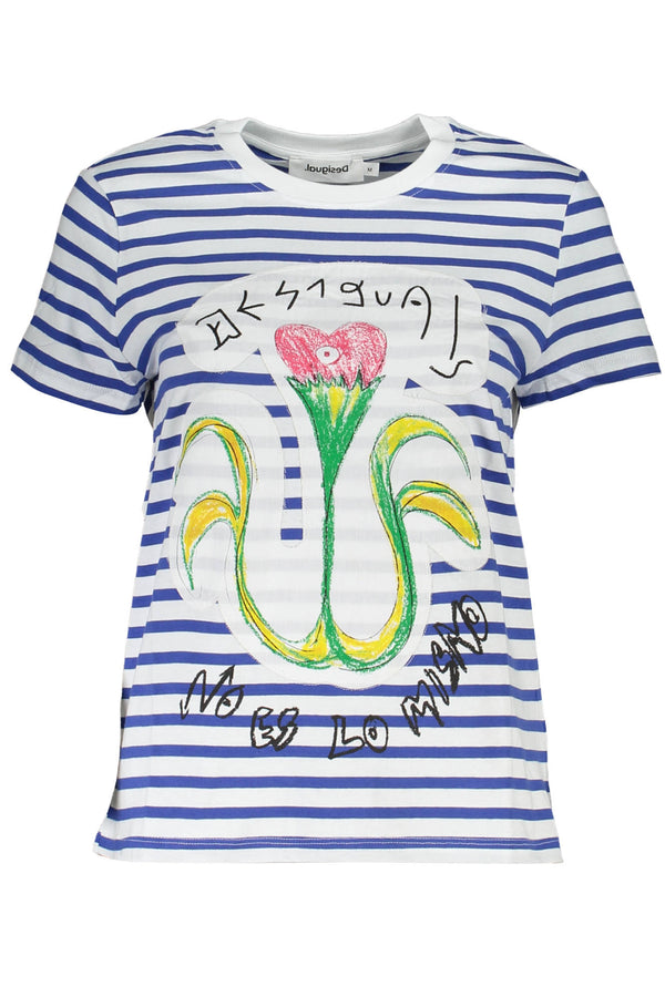 T-SHIRT MANGA CURTA MULHER AZUL DESIGUAL