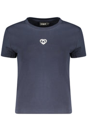 T-SHIRT EM ALGODÃO DESIGUAL MULHER AZUL