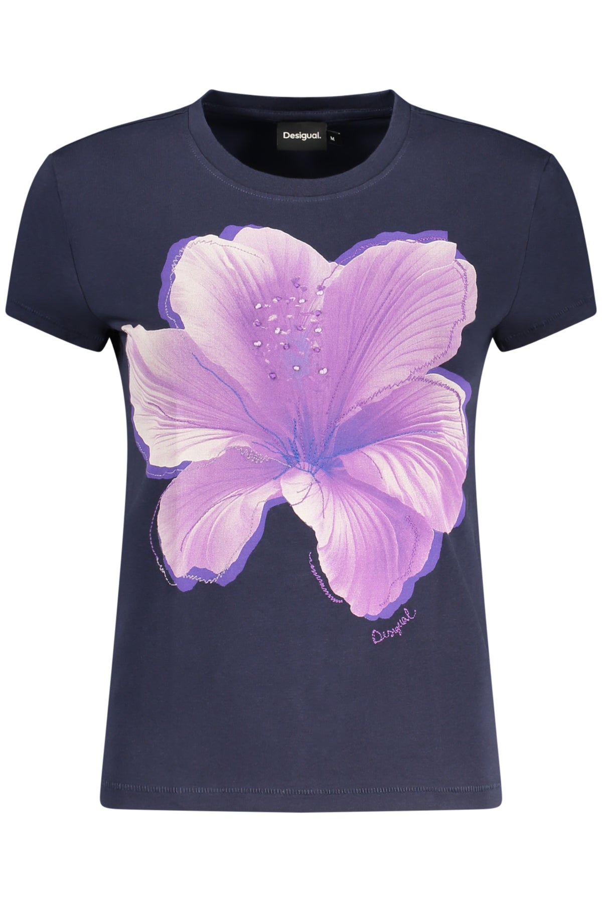 T-SHIRT EM ALGODÃO DESIGUAL MULHER AZUL
