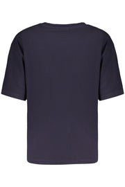 T-SHIRT EM ALGODÃO DESIGUAL MULHER AZUL